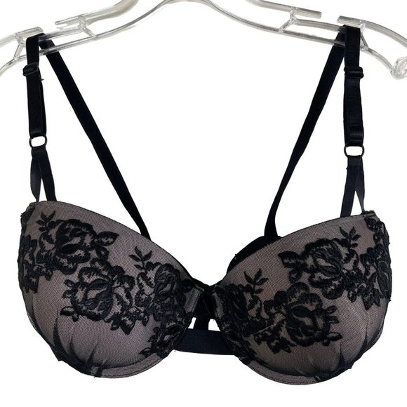 SMART & SEXY Black Lace Mesh Lined Push Up Bra Size 36D - Picture 10 of 10